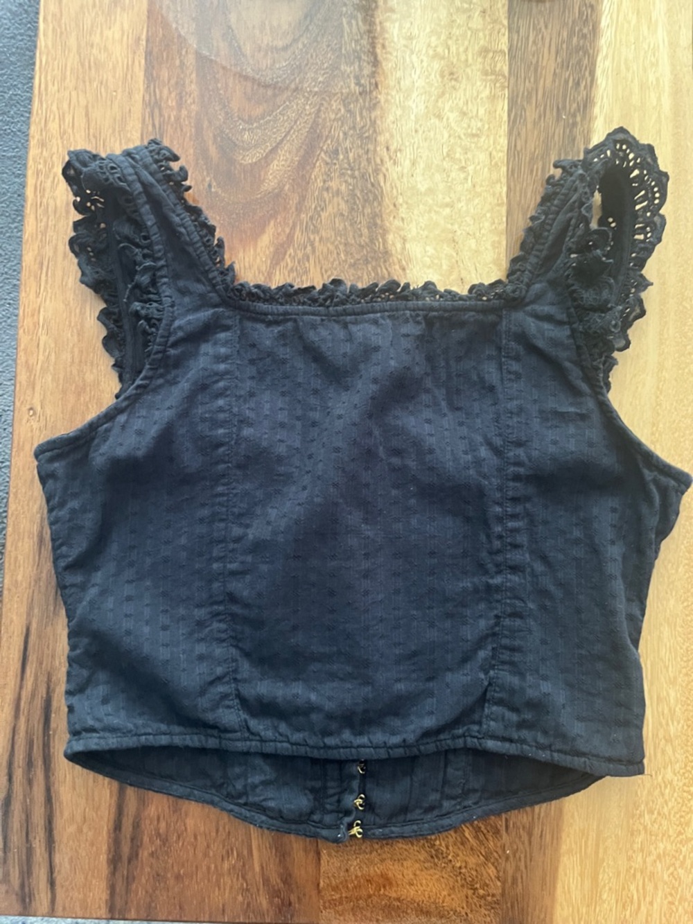 LOVESHACKFANCY Georgie Embroidered Eyelet Bustier Top Sz 2 - Picture 9 of 9